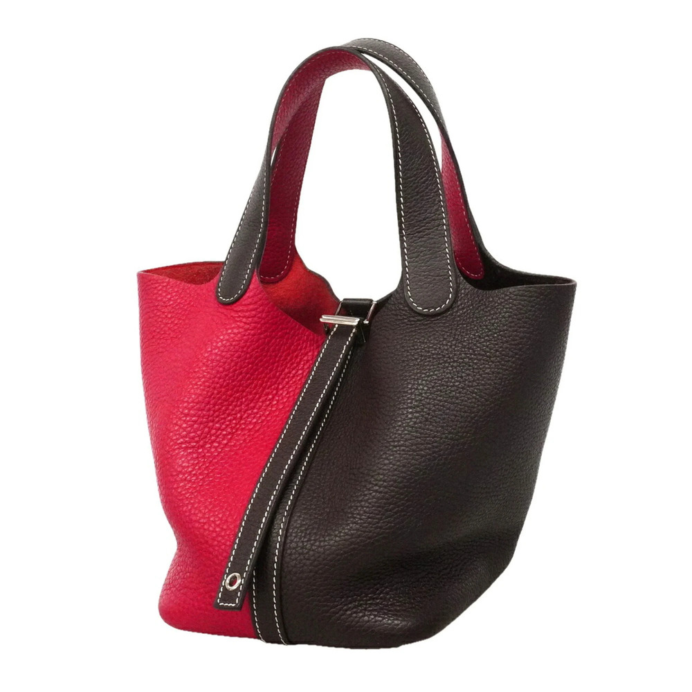 Hermes Picotin Lock PM handbag, Taurillon Clemence leather, Rouge Sellier, Fr...
